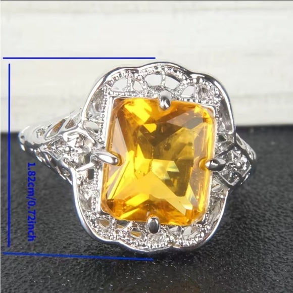 New - Fine Fashion Women’s Princess Cut Cubic Zirconia Faux Silver Wedding Ring - Picture 6 of 9